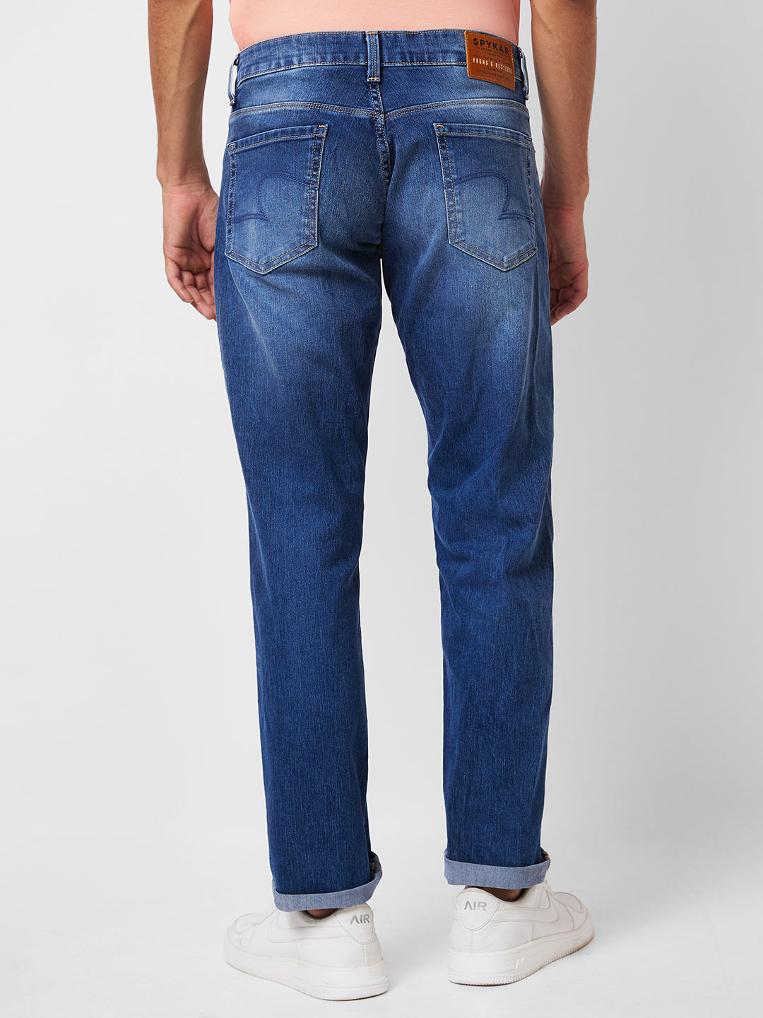 Spykar Mid Rise Comfort Fit Blue Jeans For Men