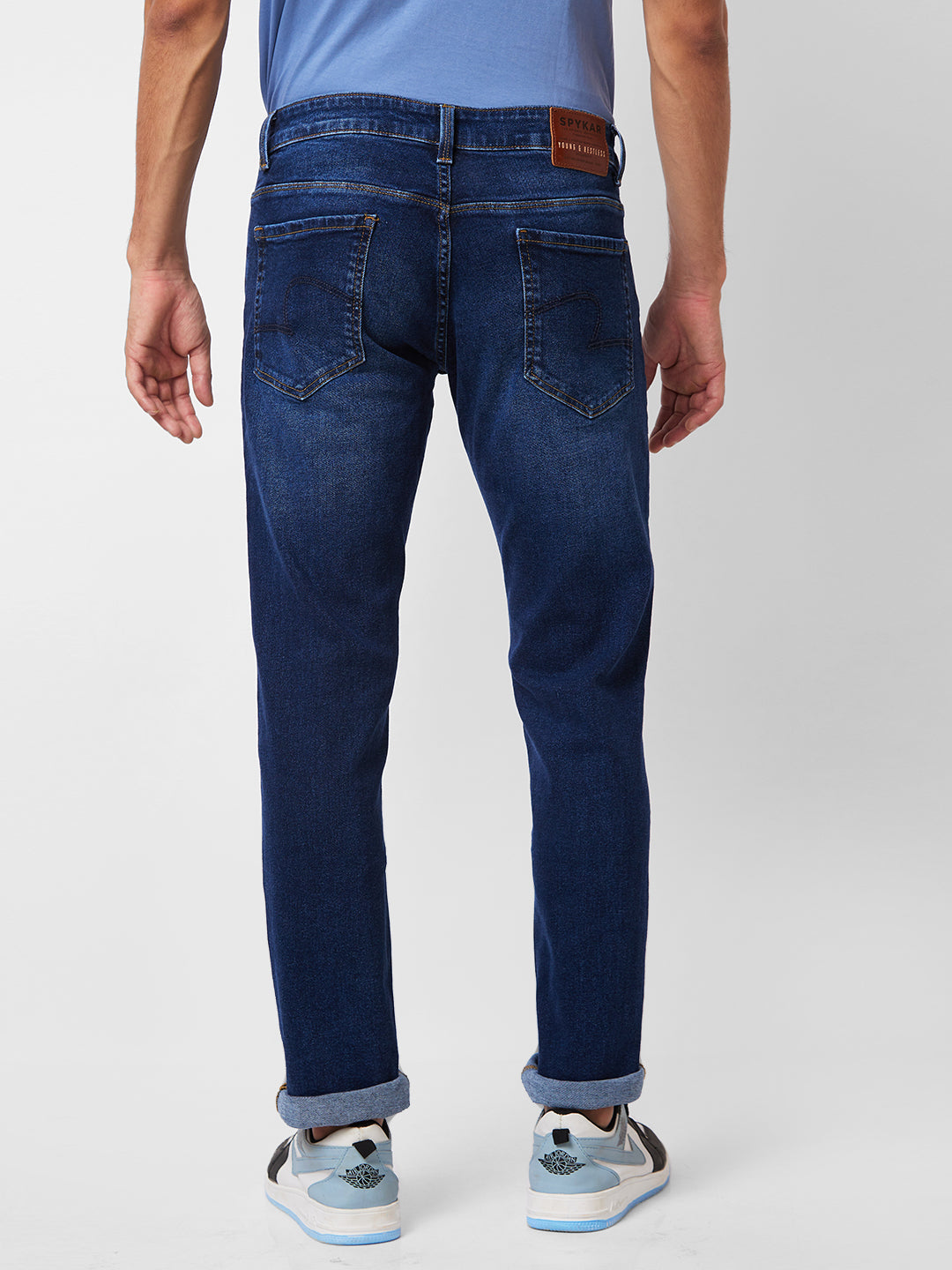 Spykar Mid Rise Comfort Fit Blue Jeans For Men