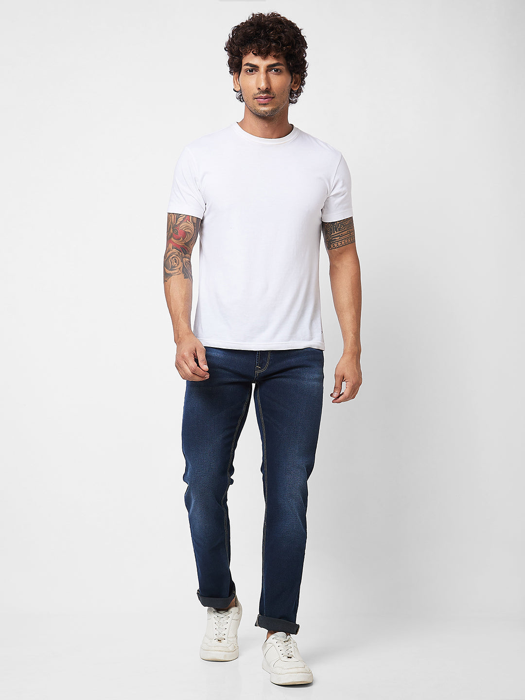 Spykar Mid Rise Comfort Fit Blue Jeans For Men