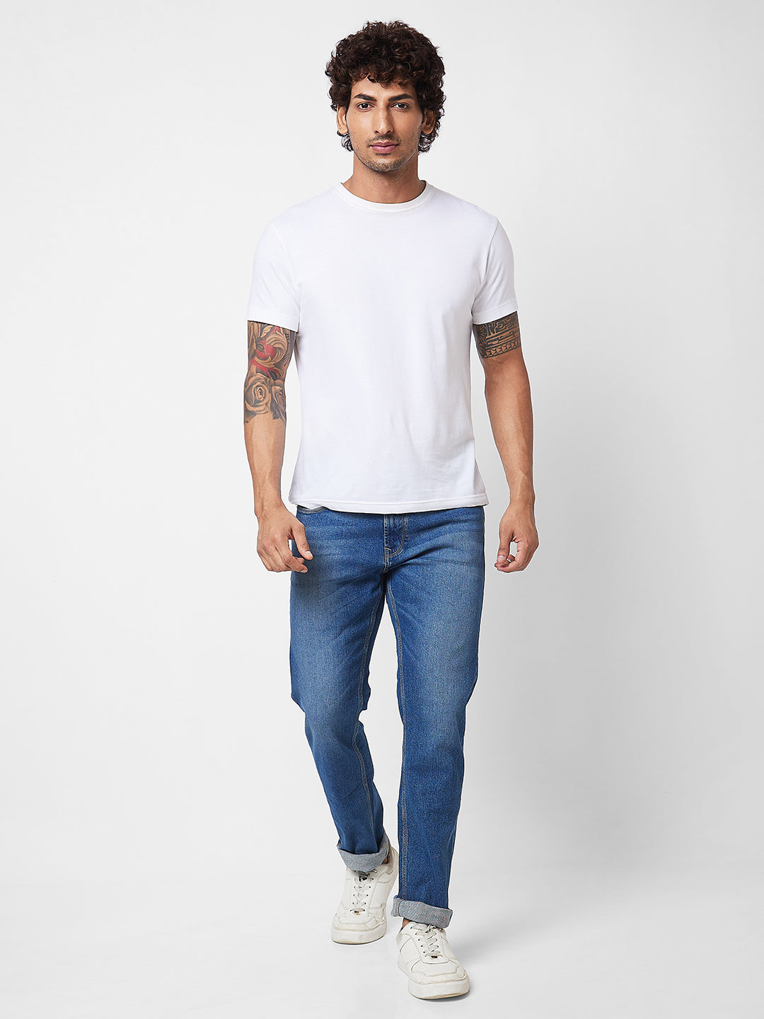 Spykar Mid Rise Comfort Fit Blue Jeans For Men