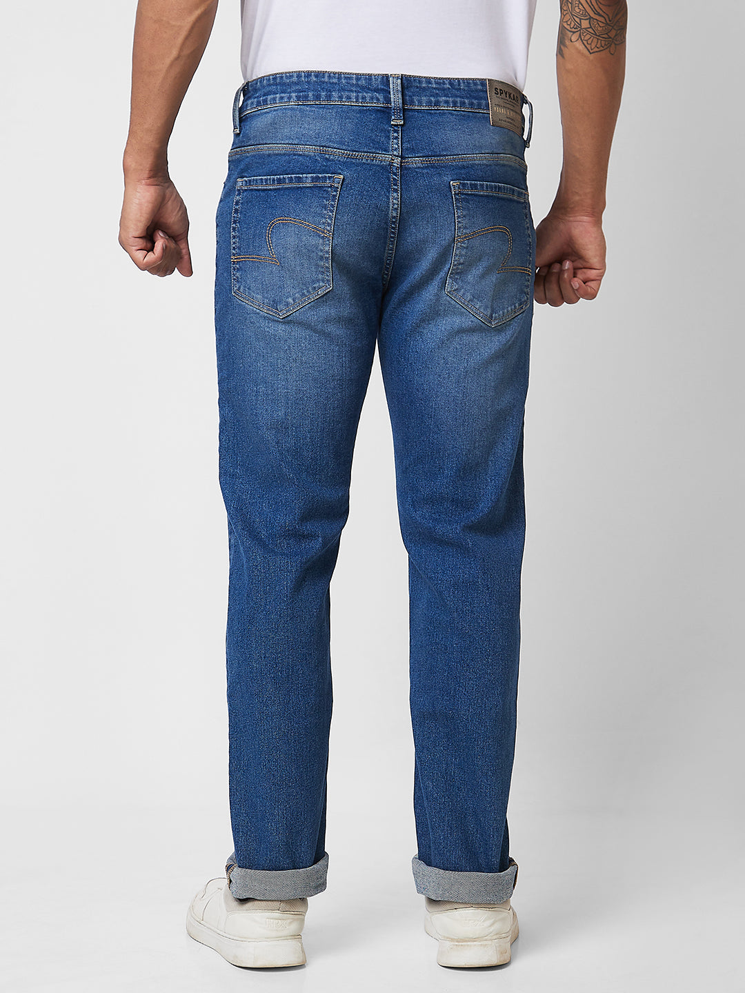 Spykar Mid Rise Comfort Fit Blue Jeans For Men