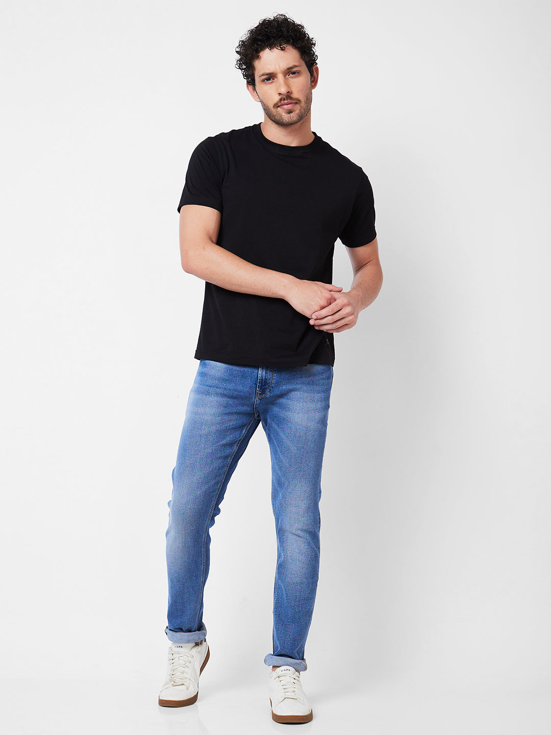 Spykar Mid Rise Comfort Fit Blue Jeans For Men