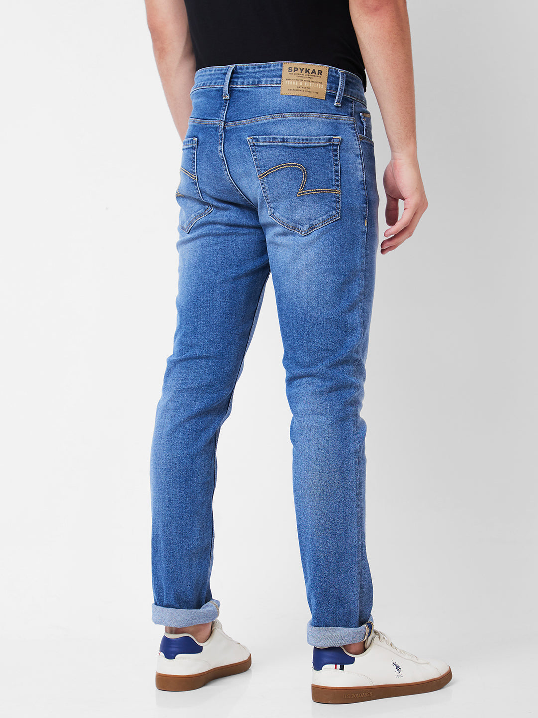 Spykar Mid Rise Comfort Fit Blue Jeans For Men