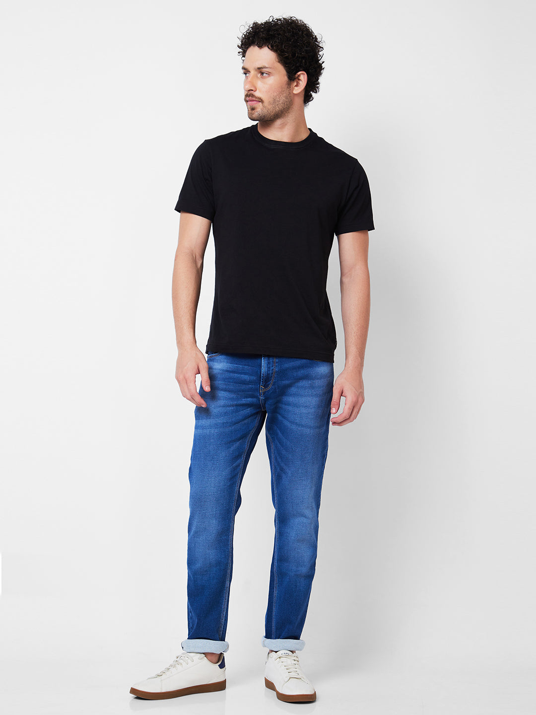 Spykar Mid Rise Comfort Fit Blue Jeans For Men