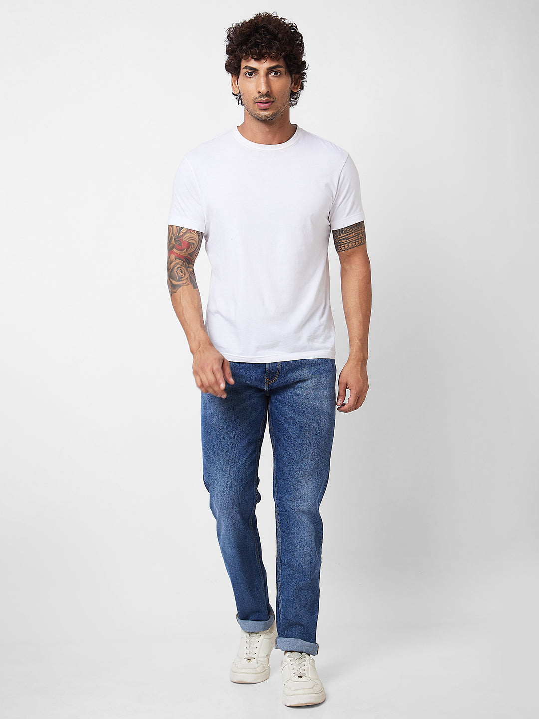 Spykar Mid Rise Comfort Fit Blue Jeans For Men