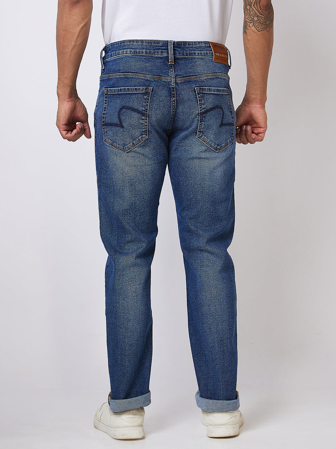 Spykar Mid Rise Comfort Fit Blue Jeans For Men