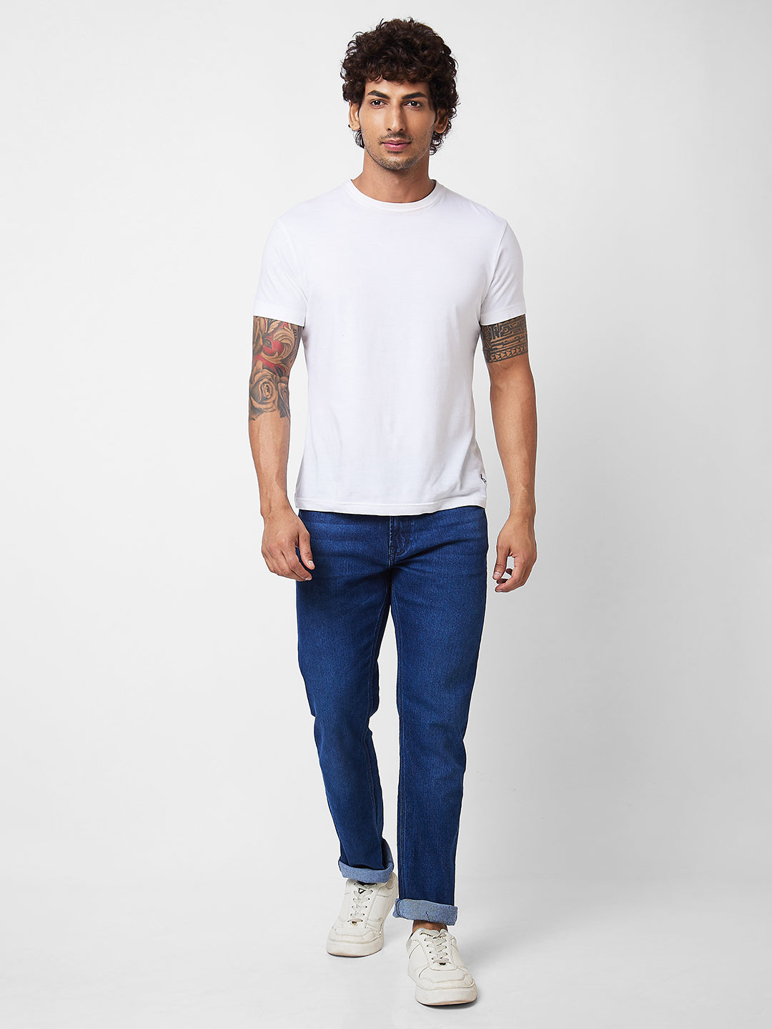 Spykar Mid Rise Comfort Fit Blue Jeans For Men