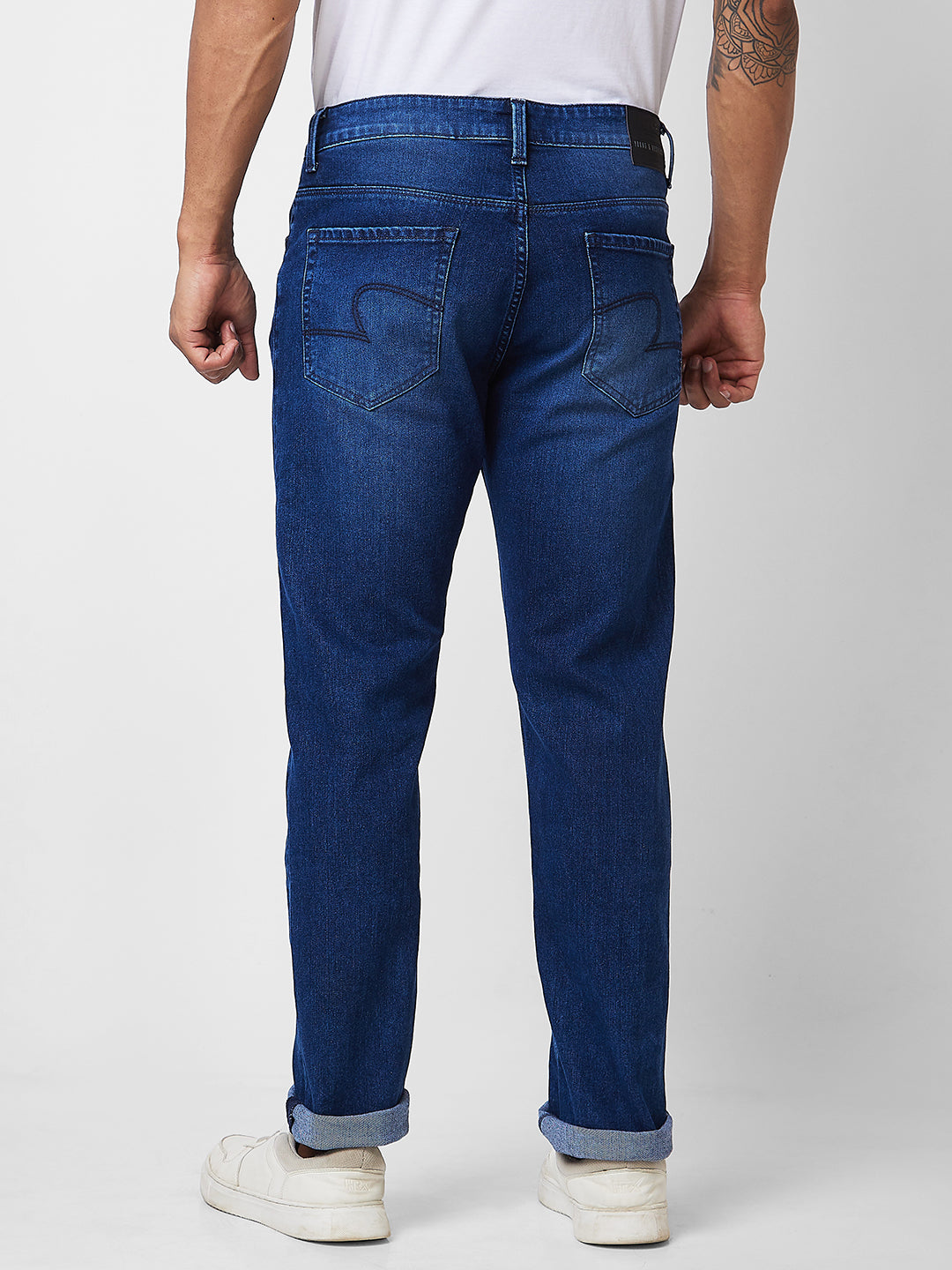 Spykar Mid Rise Comfort Fit Blue Jeans For Men