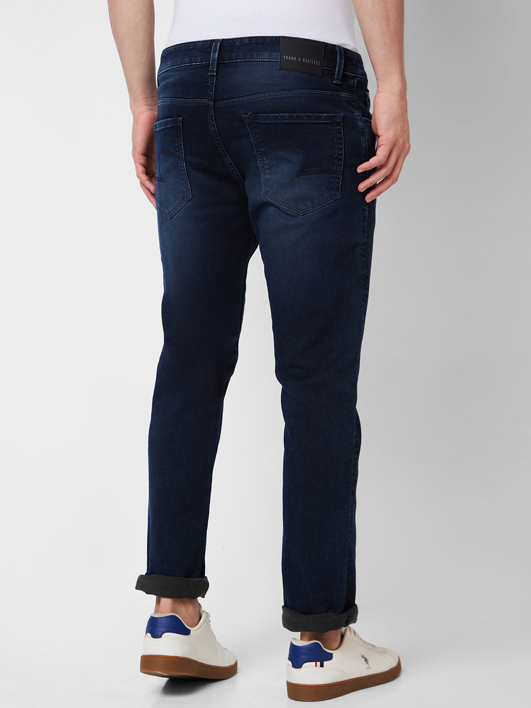 Spykar Mid Rise Comfort Fit Blue Jeans For Men