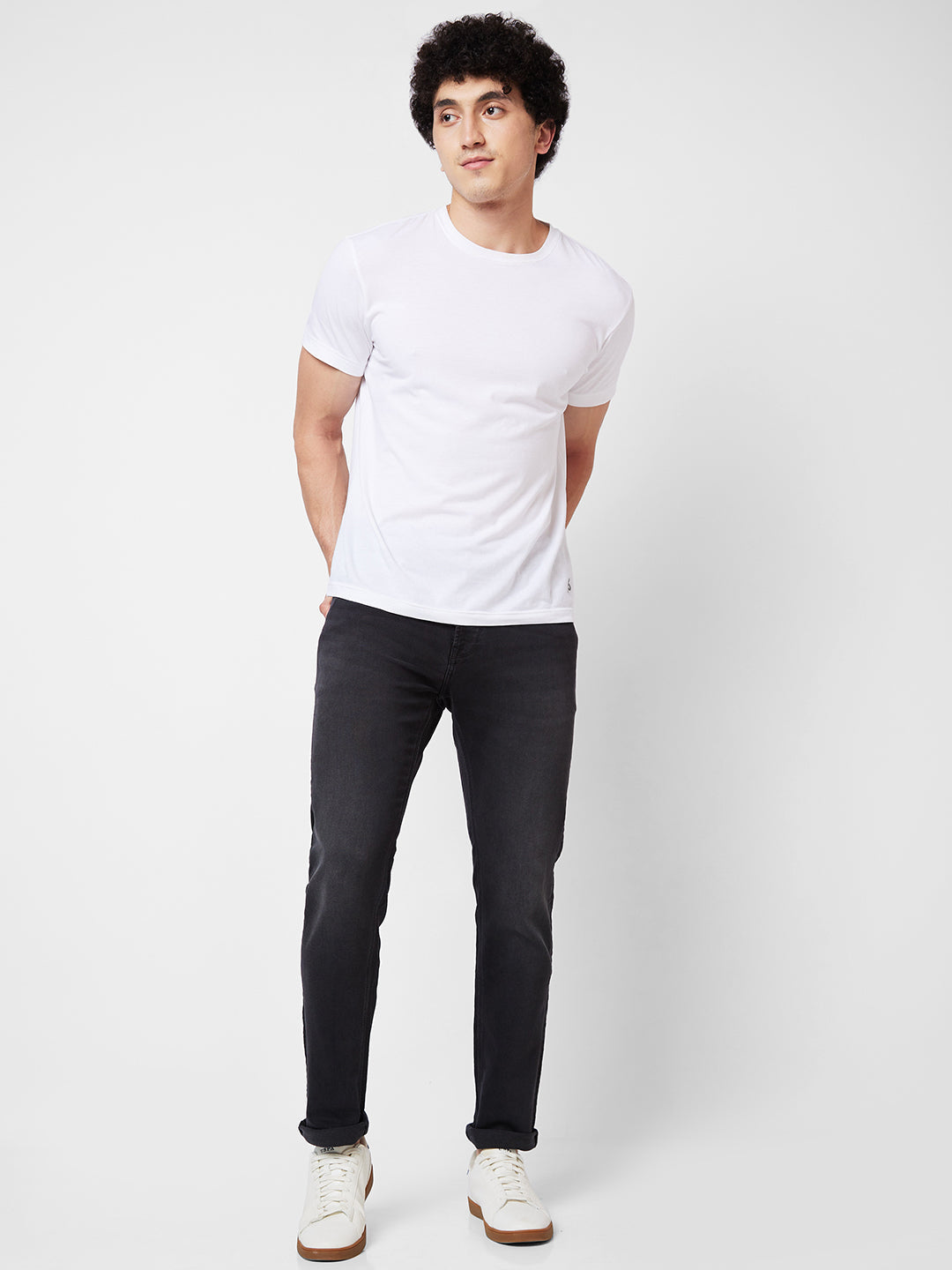 Spykar Mid Rise Comfort Fit Black Jeans For Men