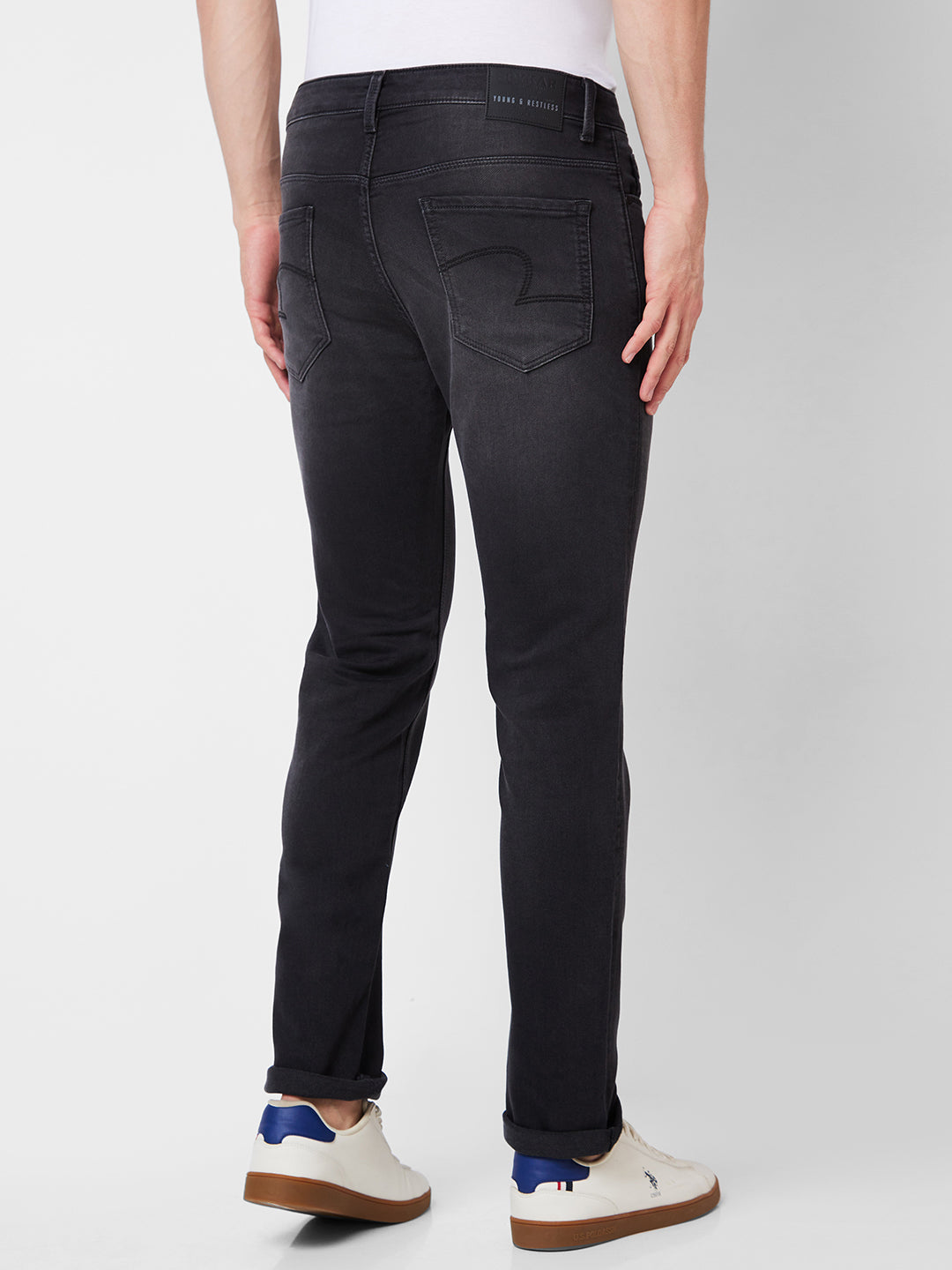 Spykar Mid Rise Comfort Fit Black Jeans For Men