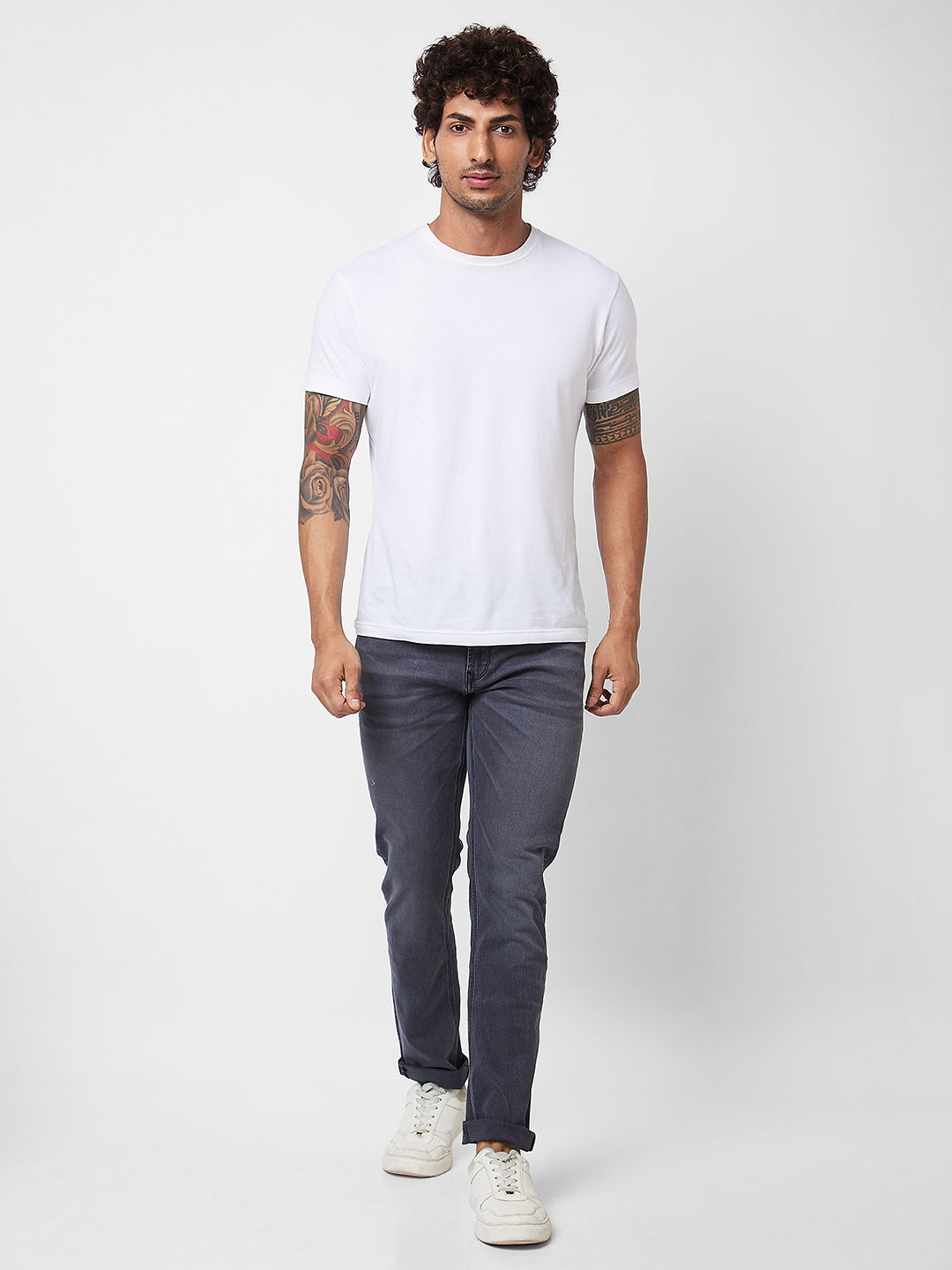 Spykar Mid Rise Comfort Fit Grey Jeans For Men