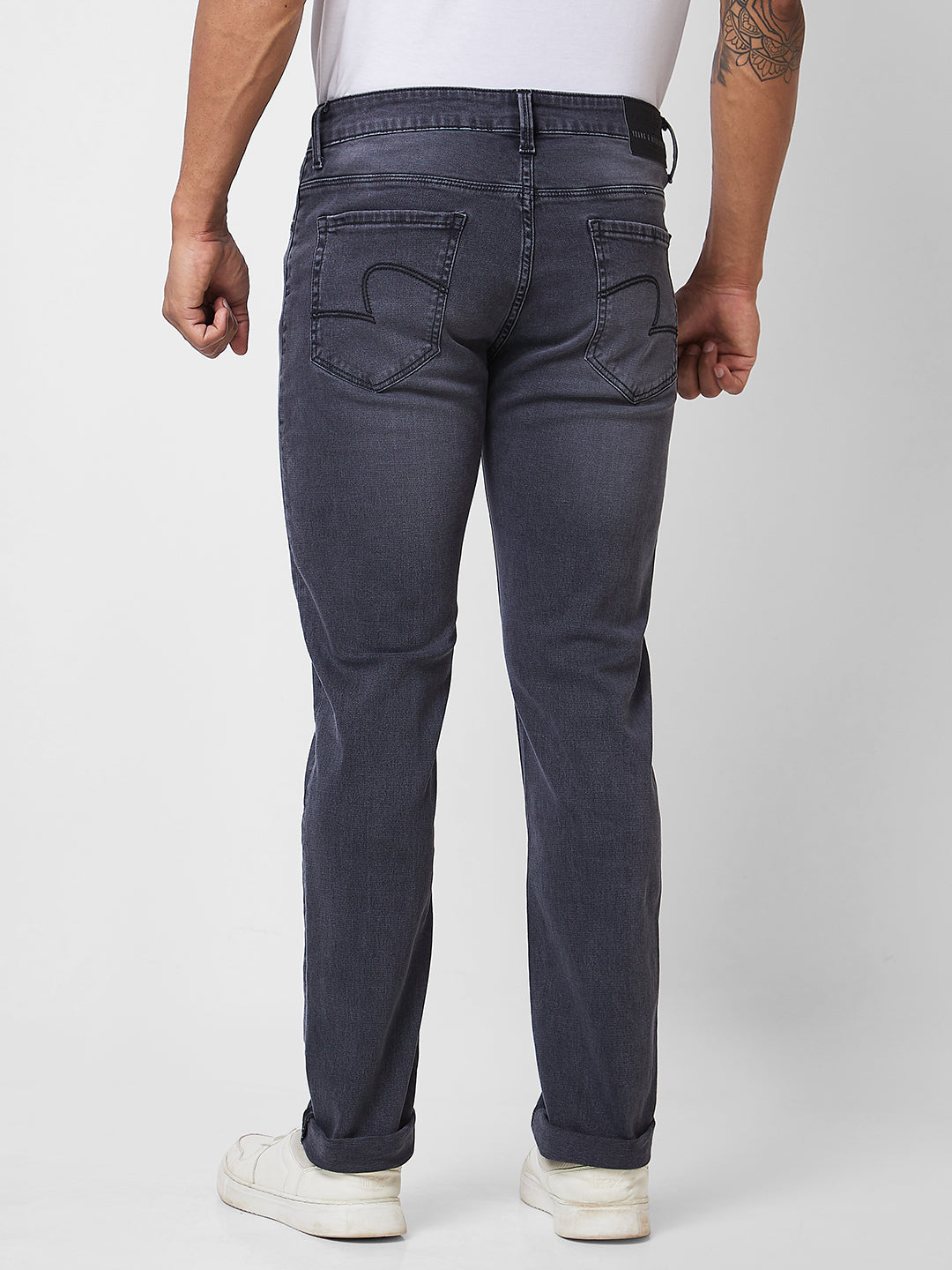 Spykar Mid Rise Comfort Fit Grey Jeans For Men