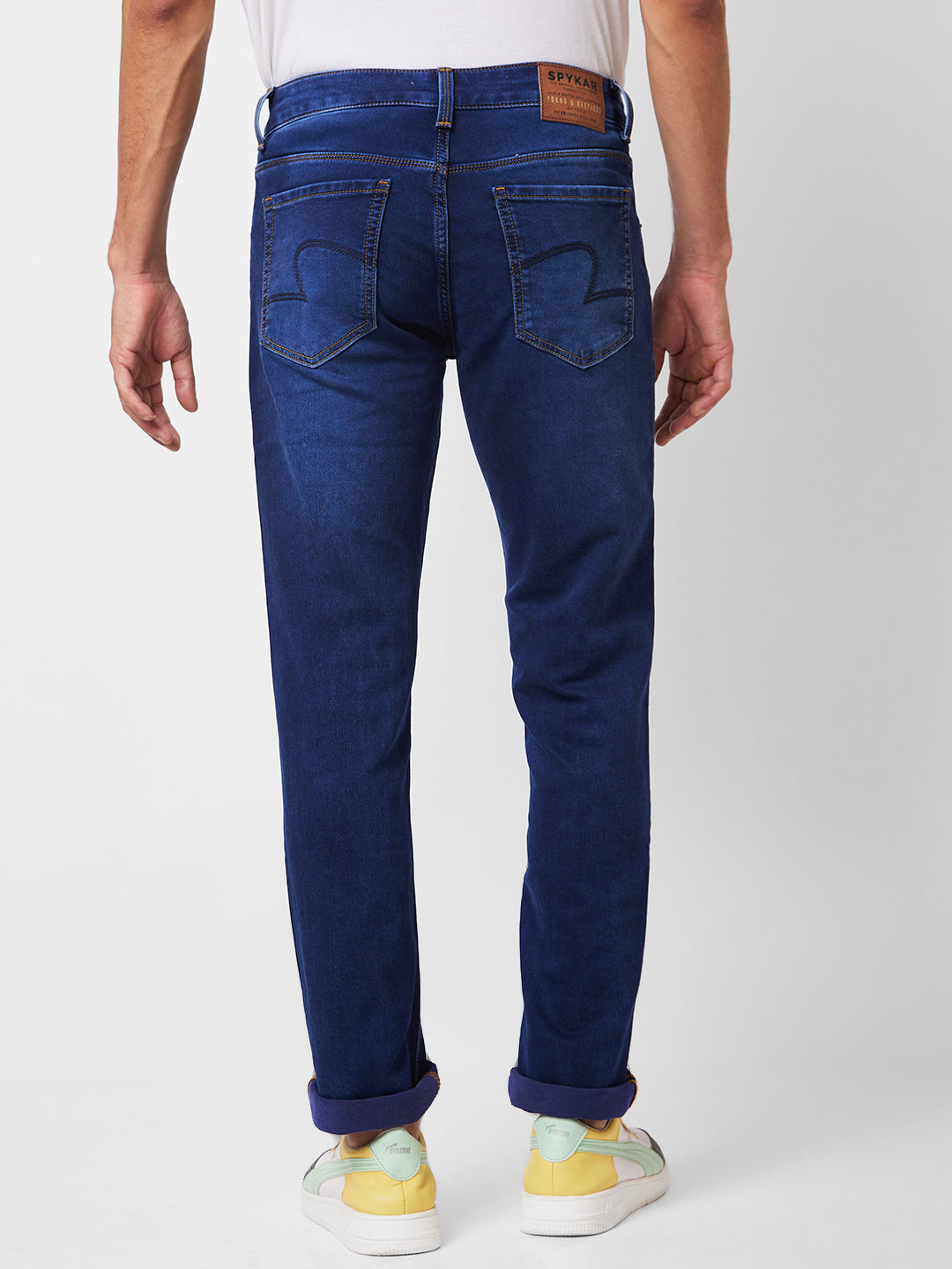 Spykar Mid Rise Regular Fit Blue Jeans For Men