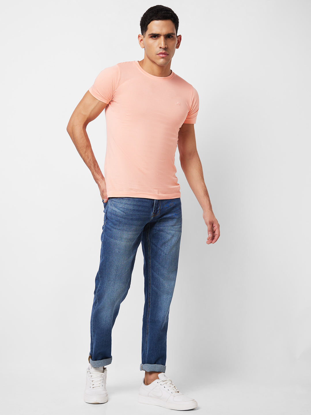 Spykar Mid Rise Regular Fit Blue Jeans For Men