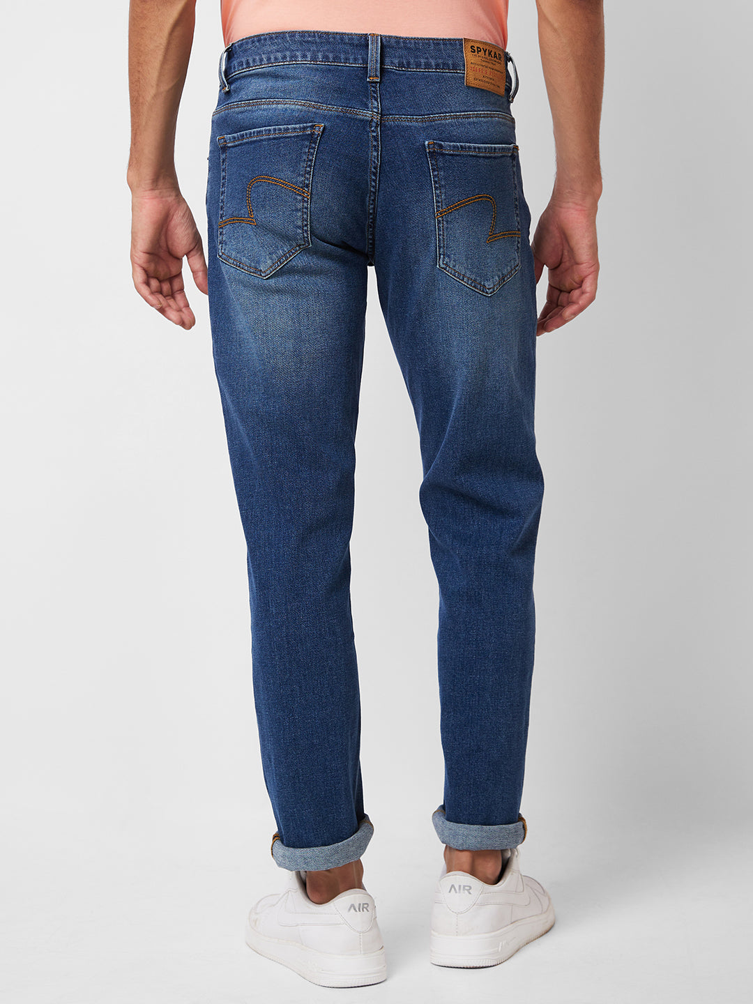 Spykar Mid Rise Regular Fit Blue Jeans For Men