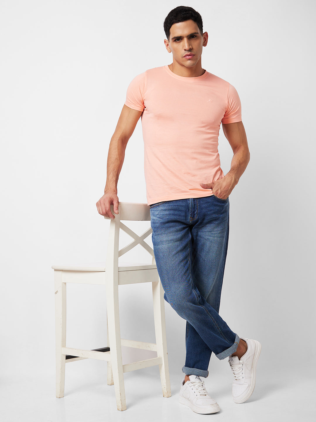 Spykar Mid Rise Regular Fit Blue Jeans For Men