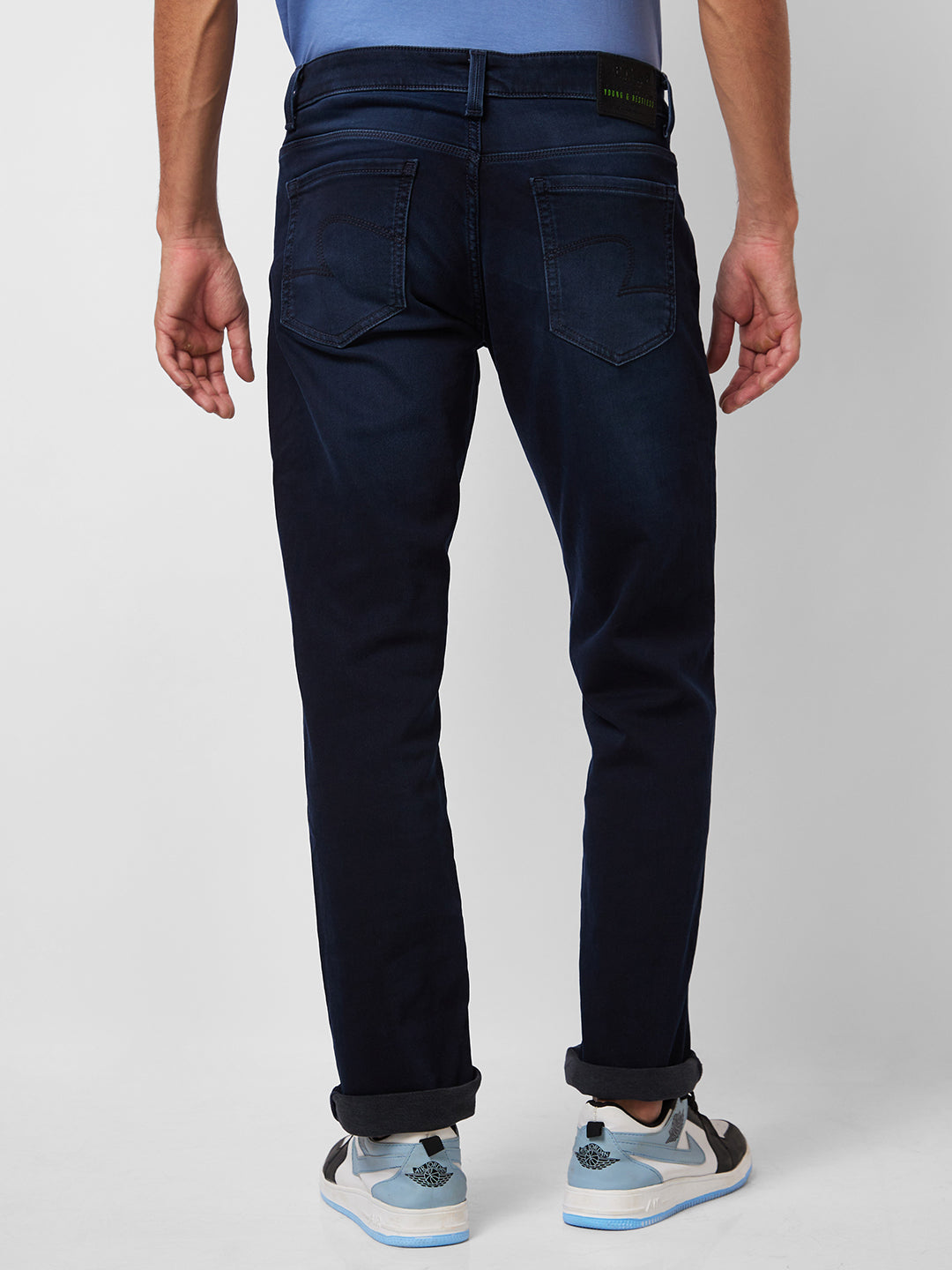 Spykar Mid Rise Regular Fit Blue Jeans For Men