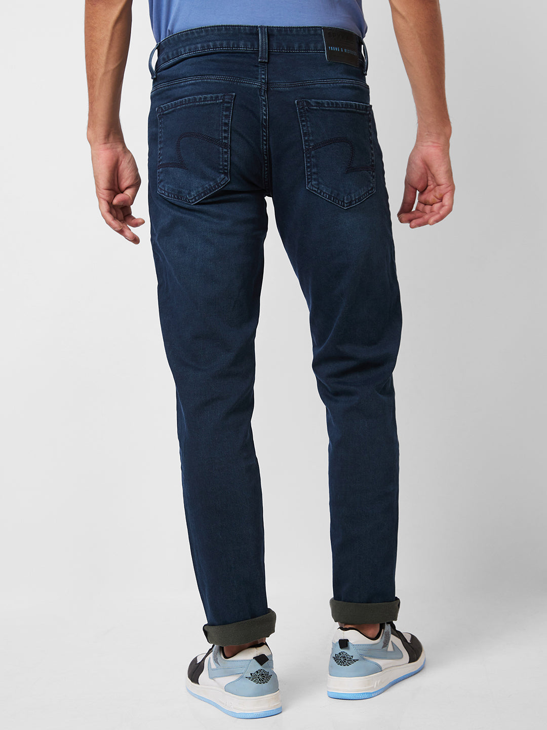 Spykar Mid Rise Regular Fit Blue Jeans For Men