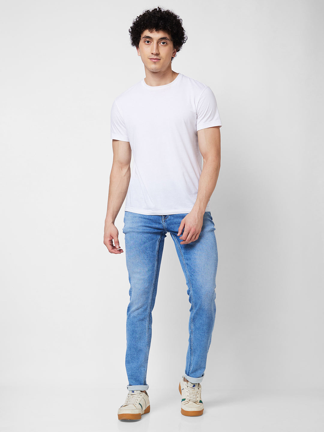 Spykar Mid Rise Regular Fit Blue Jeans For Men