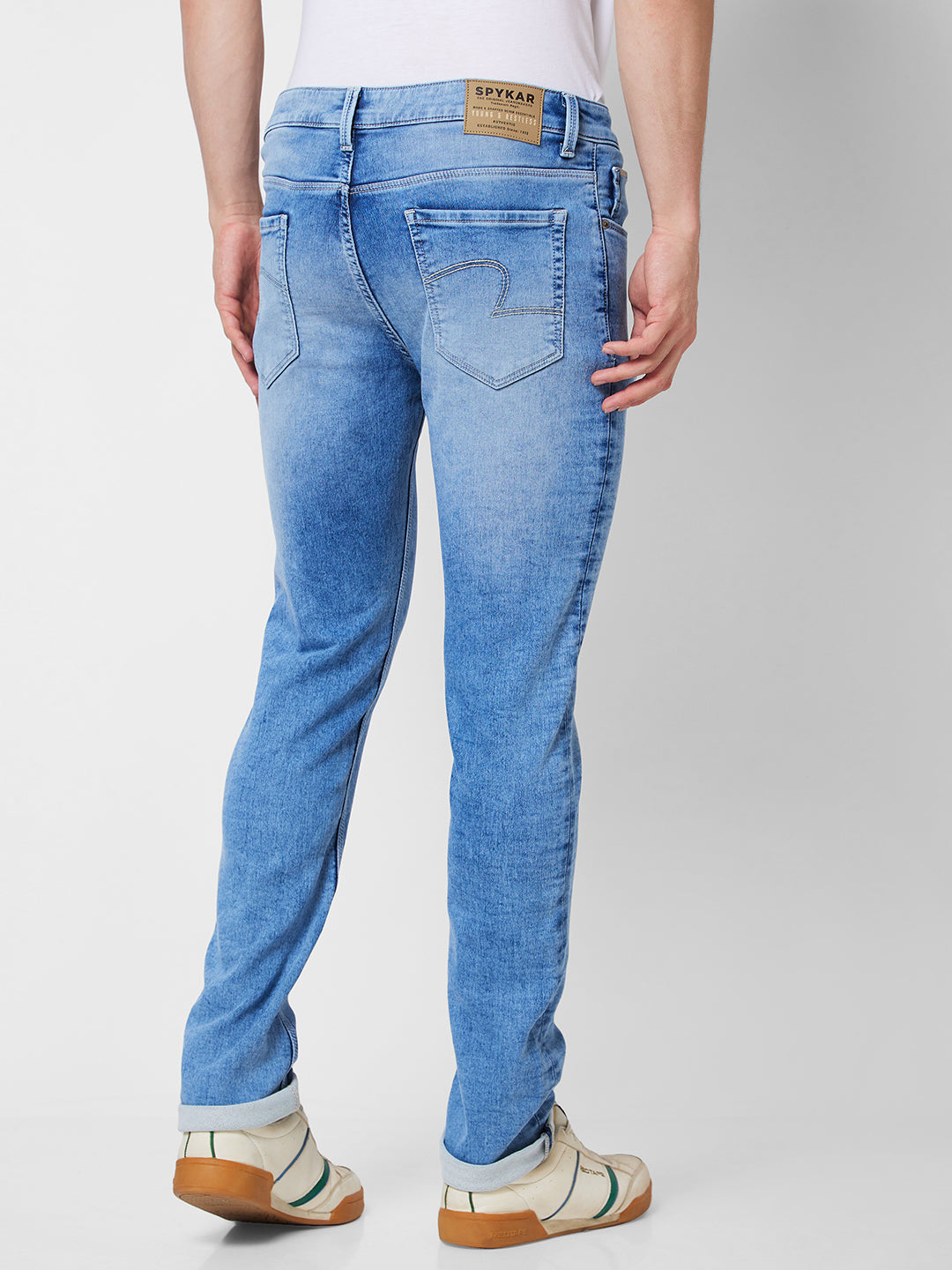 Spykar Mid Rise Regular Fit Blue Jeans For Men