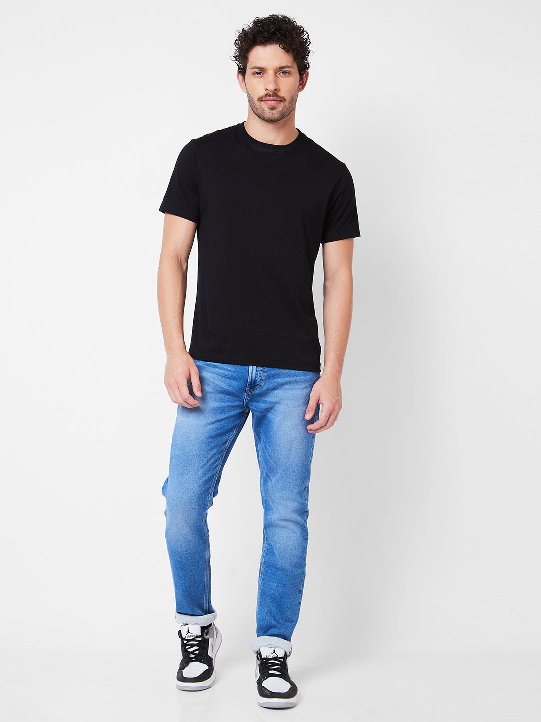 Spykar Mid Rise Regular Fit Blue Jeans For Men