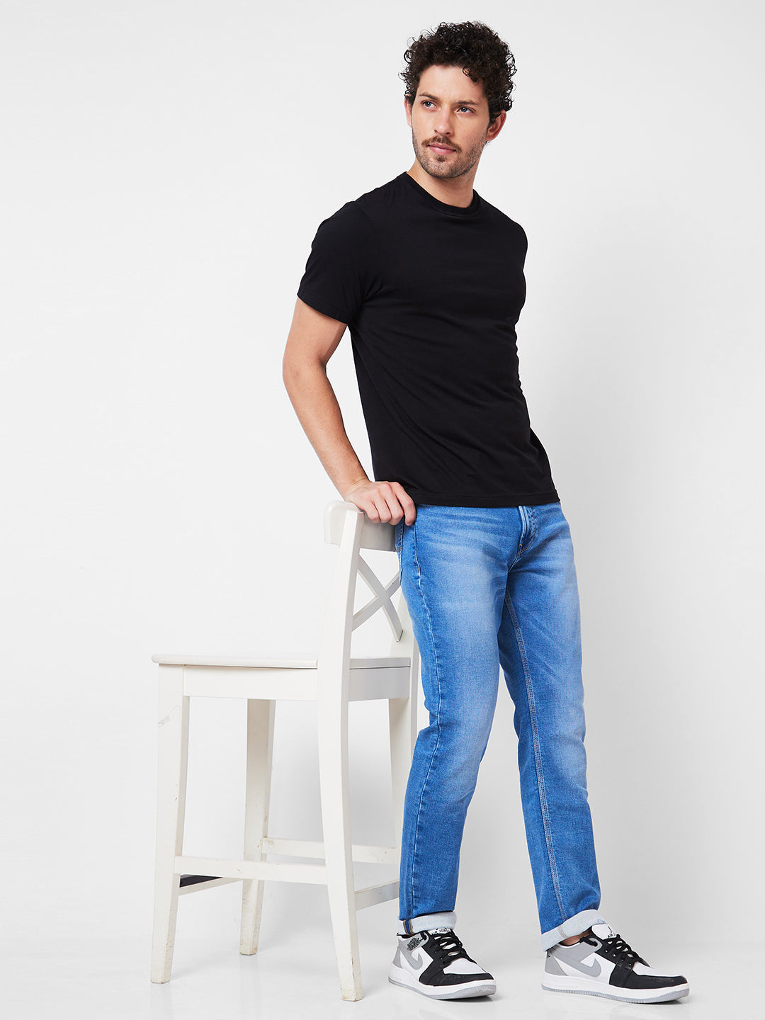 Spykar Mid Rise Regular Fit Blue Jeans For Men