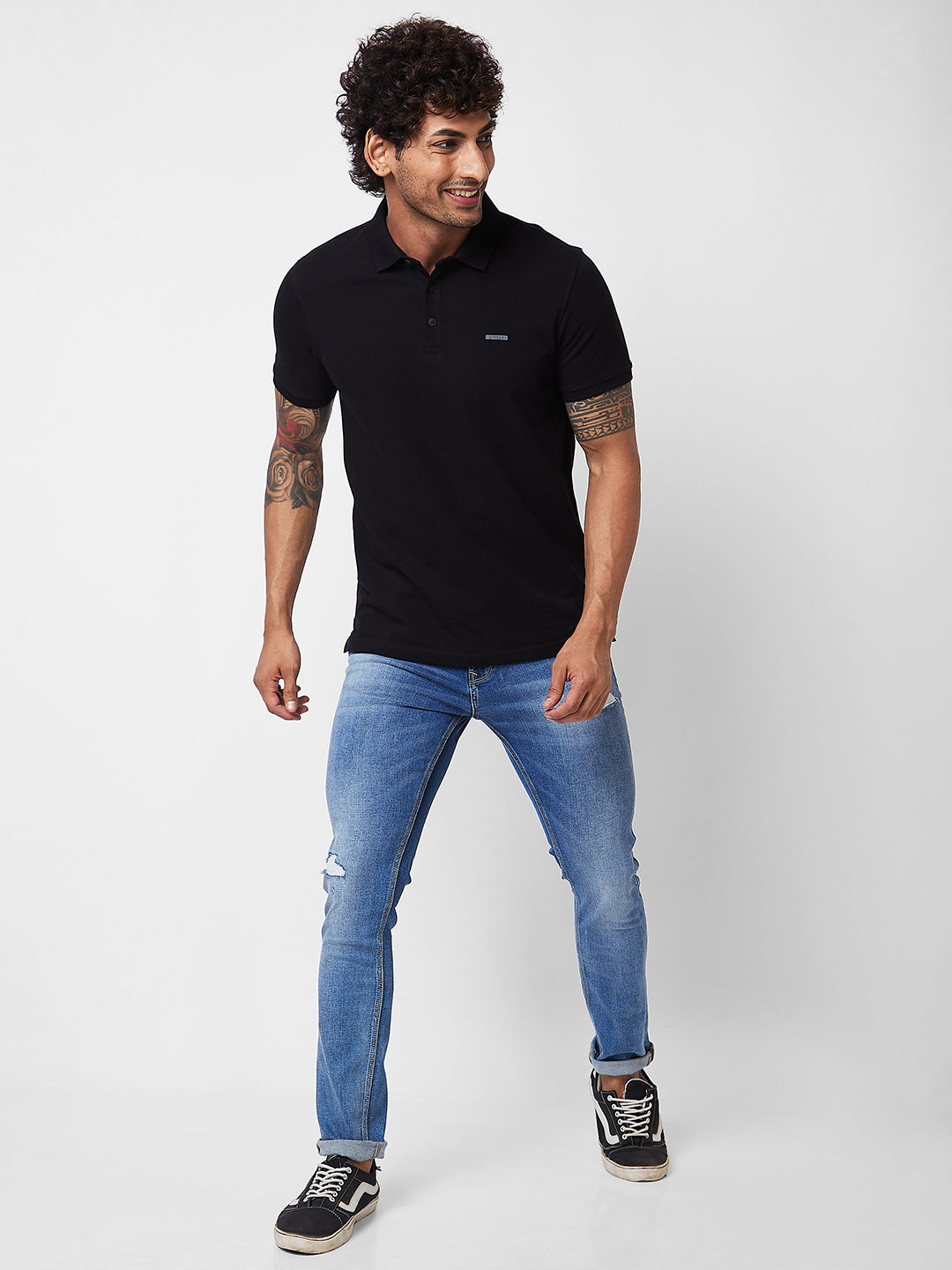 Spykar Mid Rise Regular Fit Blue Jeans For Men