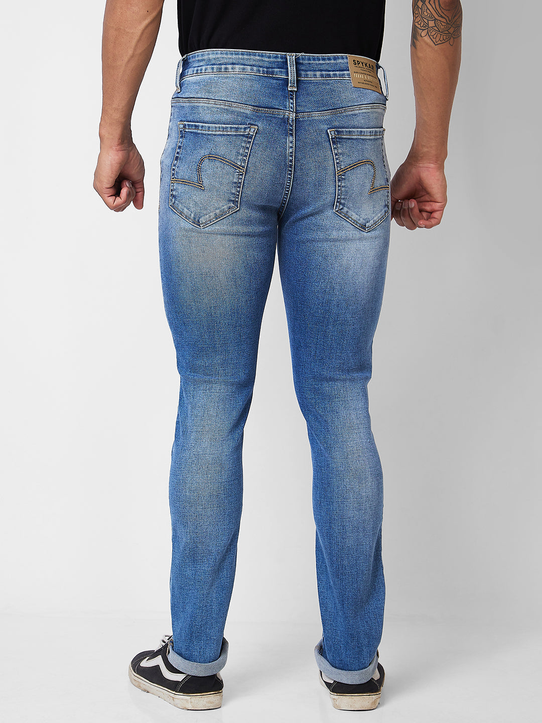 Spykar Mid Rise Regular Fit Blue Jeans For Men