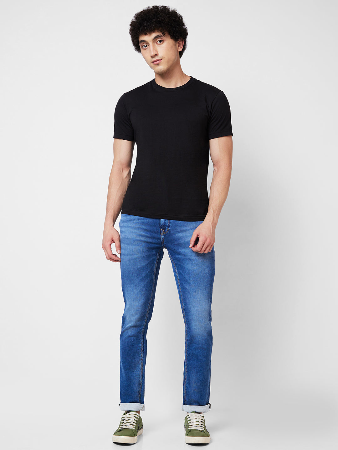 Spykar Mid Rise Regular Fit Blue Jeans For Men