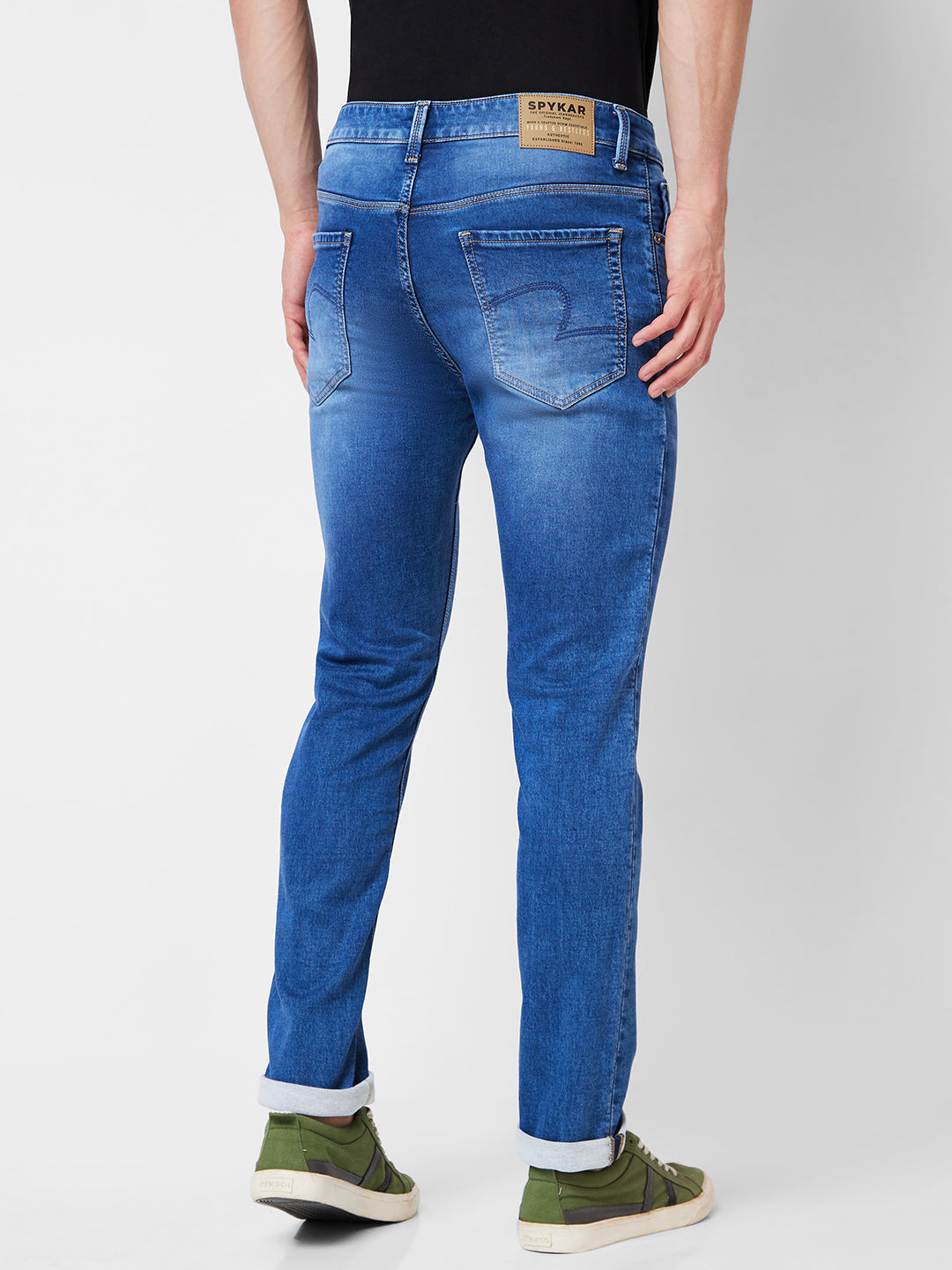 Spykar Mid Rise Regular Fit Blue Jeans For Men