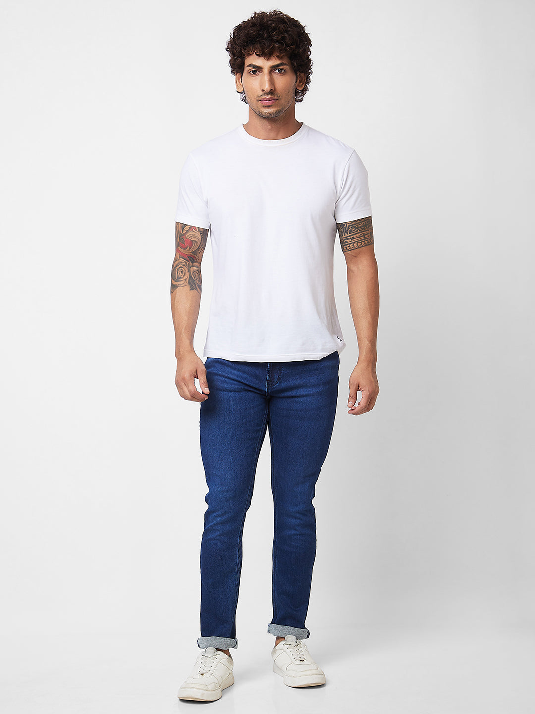 Spykar Mid Rise Regular Fit Blue Jeans For Men