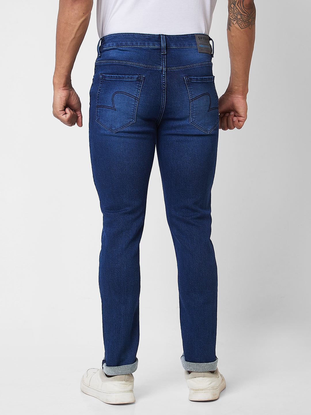 Spykar Mid Rise Regular Fit Blue Jeans For Men