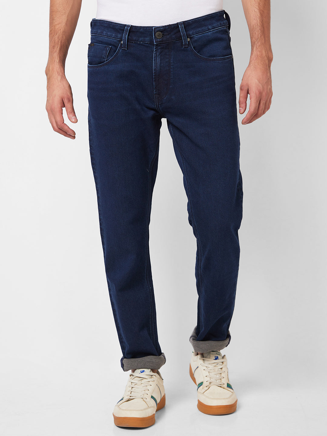 Spykar Mid Rise Regular Fit Blue Jeans For Men