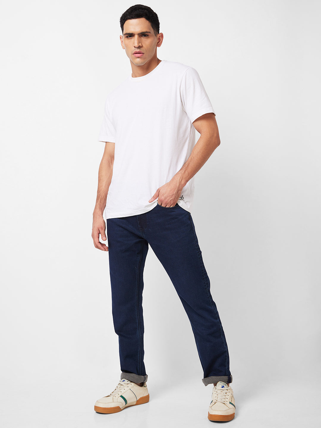 Spykar Mid Rise Regular Fit Blue Jeans For Men