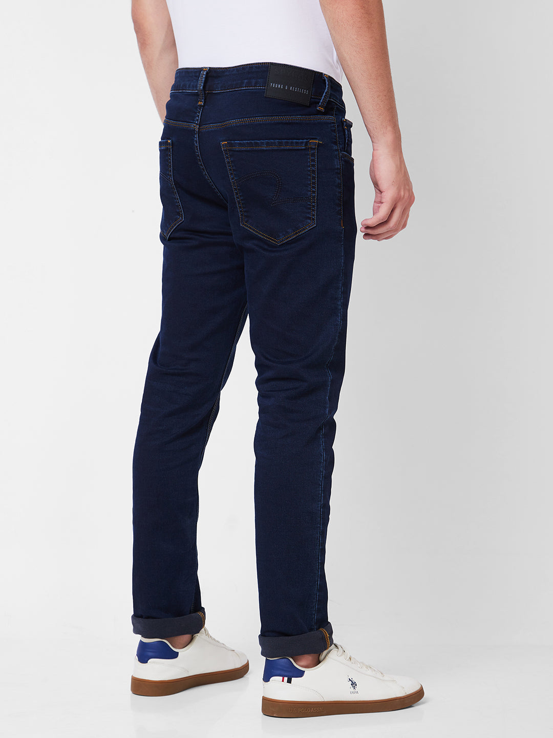 Spykar Mid Rise Regular Fit Blue Jeans For Men