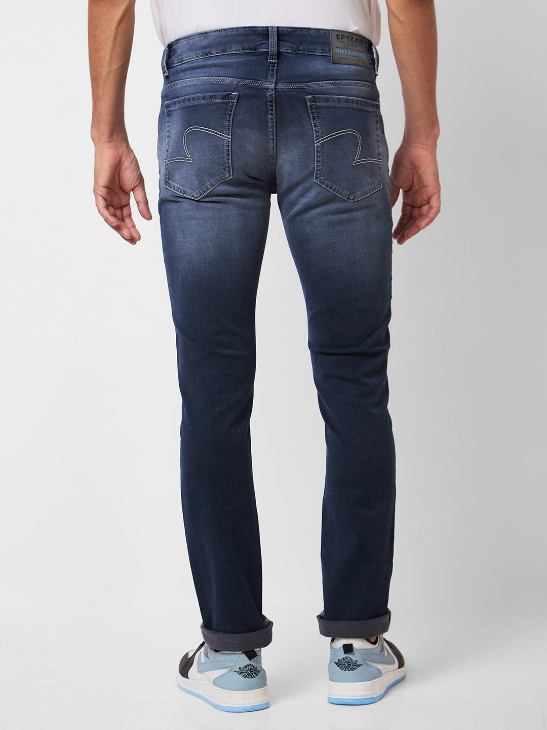 Spykar Mid Rise Regular Fit Blue Jeans For Men