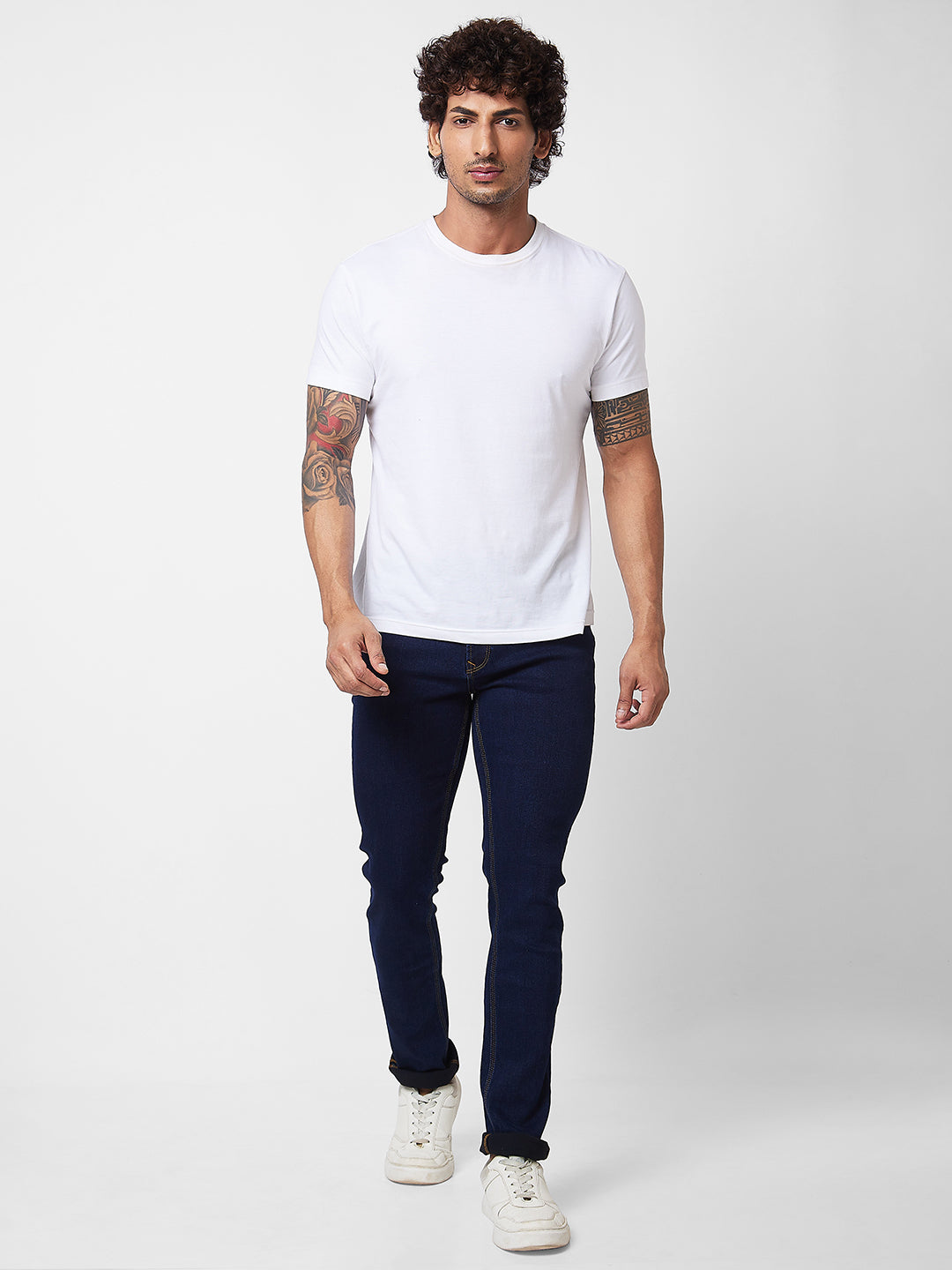 Spykar Mid Rise Regular Fit Blue Jeans For Men