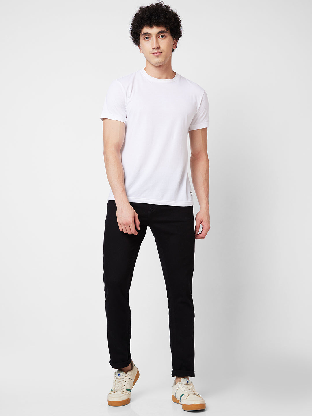 Spykar Mid Rise Regular Fit Black Jeans For Men