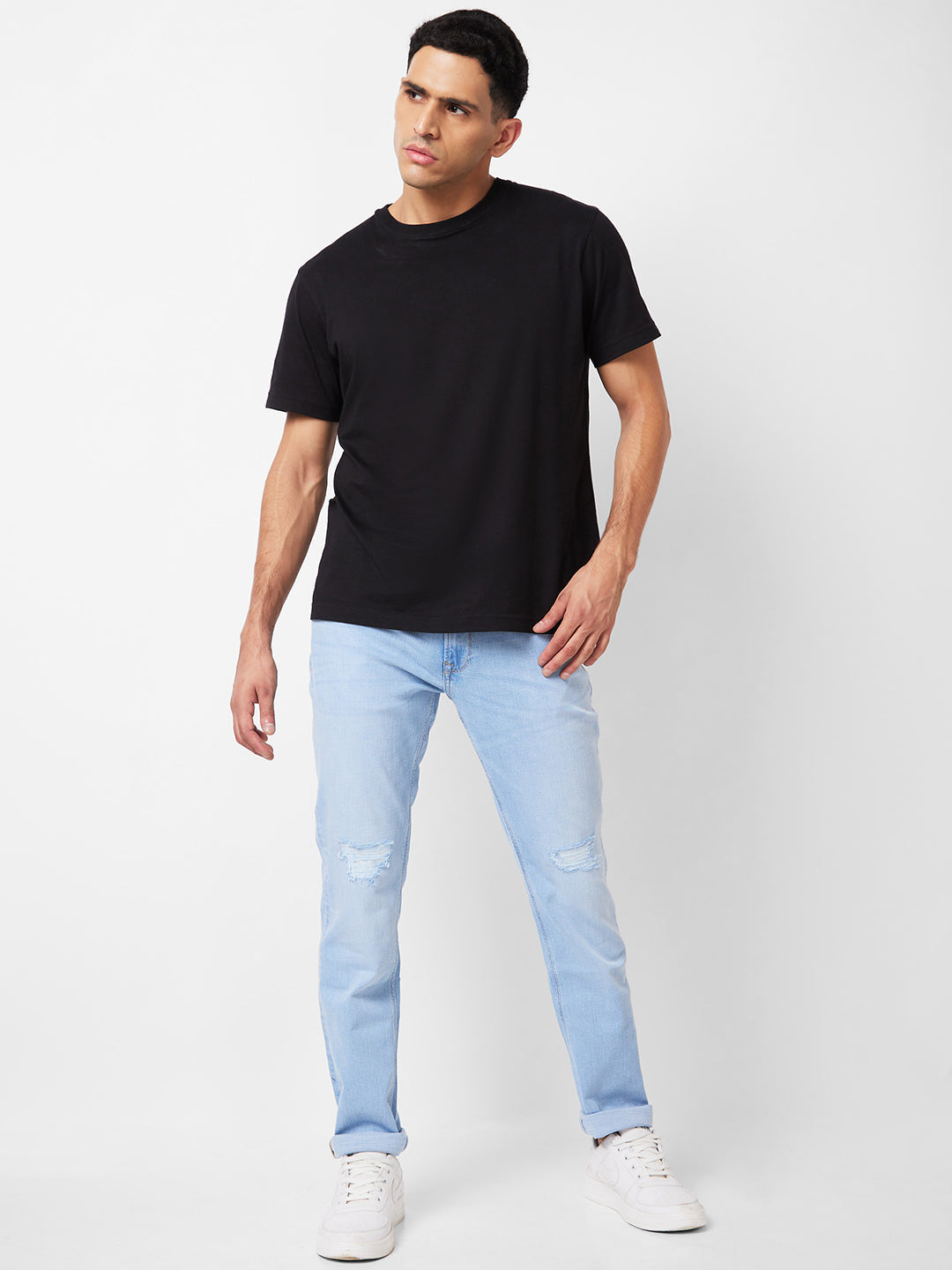 Spykar Mid Rise Regular Fit Blue Jeans For Men