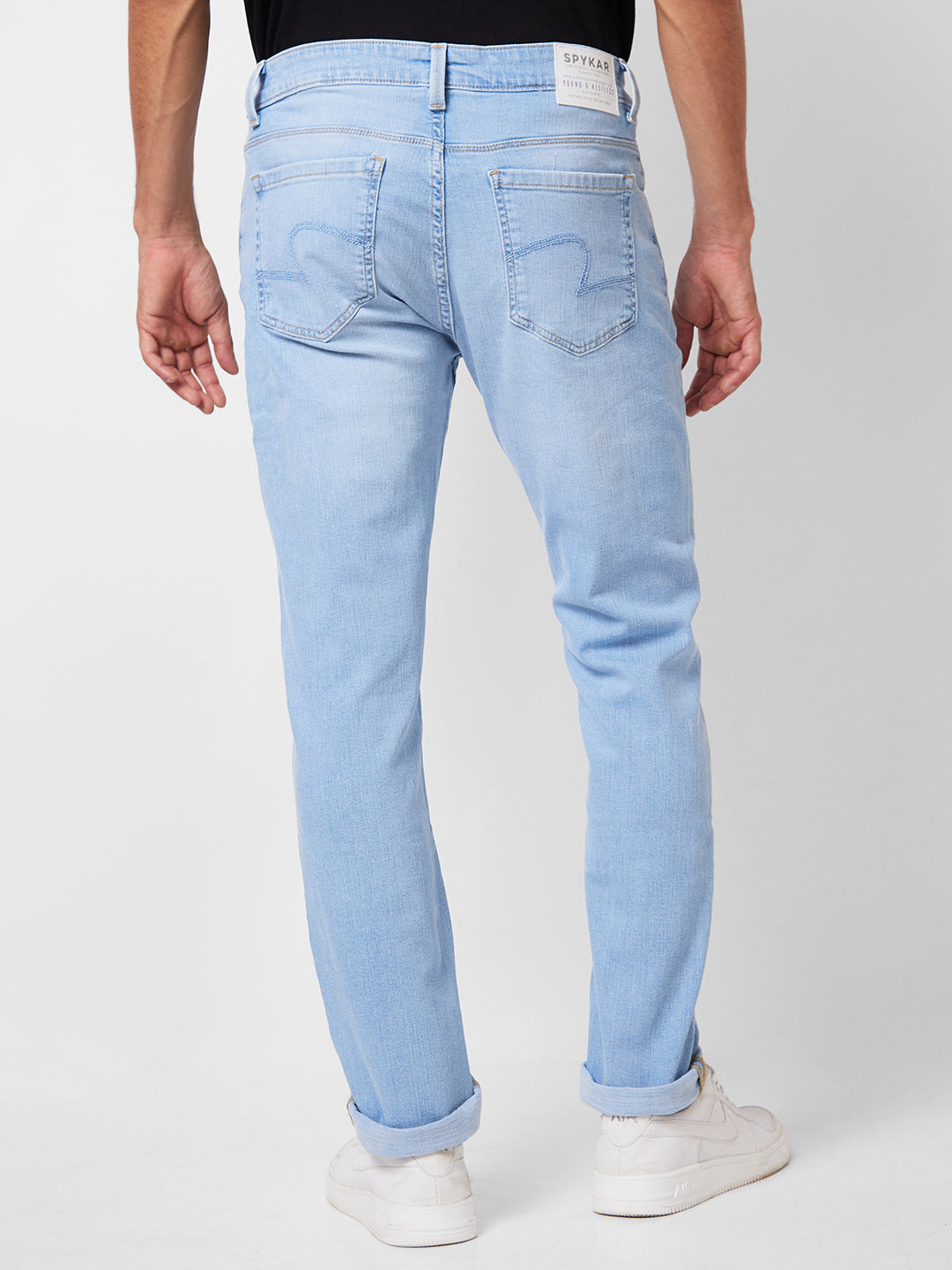 Spykar Mid Rise Regular Fit Blue Jeans For Men