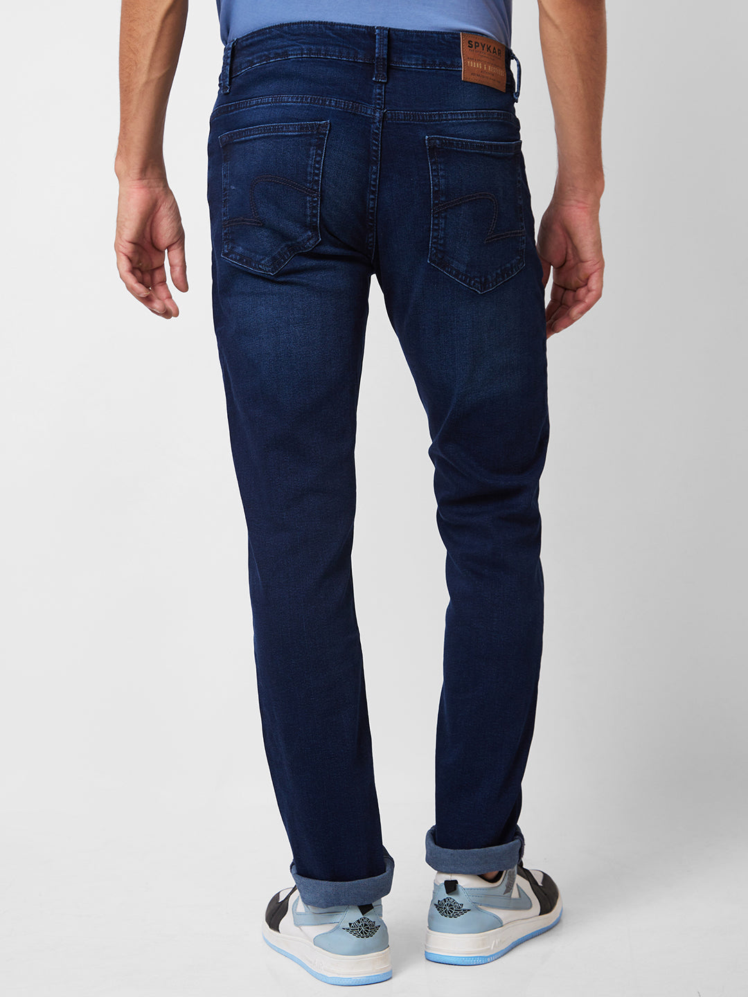 Spykar Mid Rise Regular Fit Blue Jeans For Men