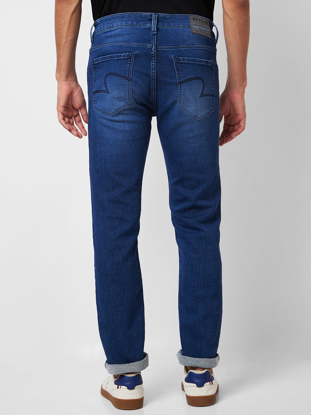 Spykar Mid Rise Regular Fit Blue Jeans For Men