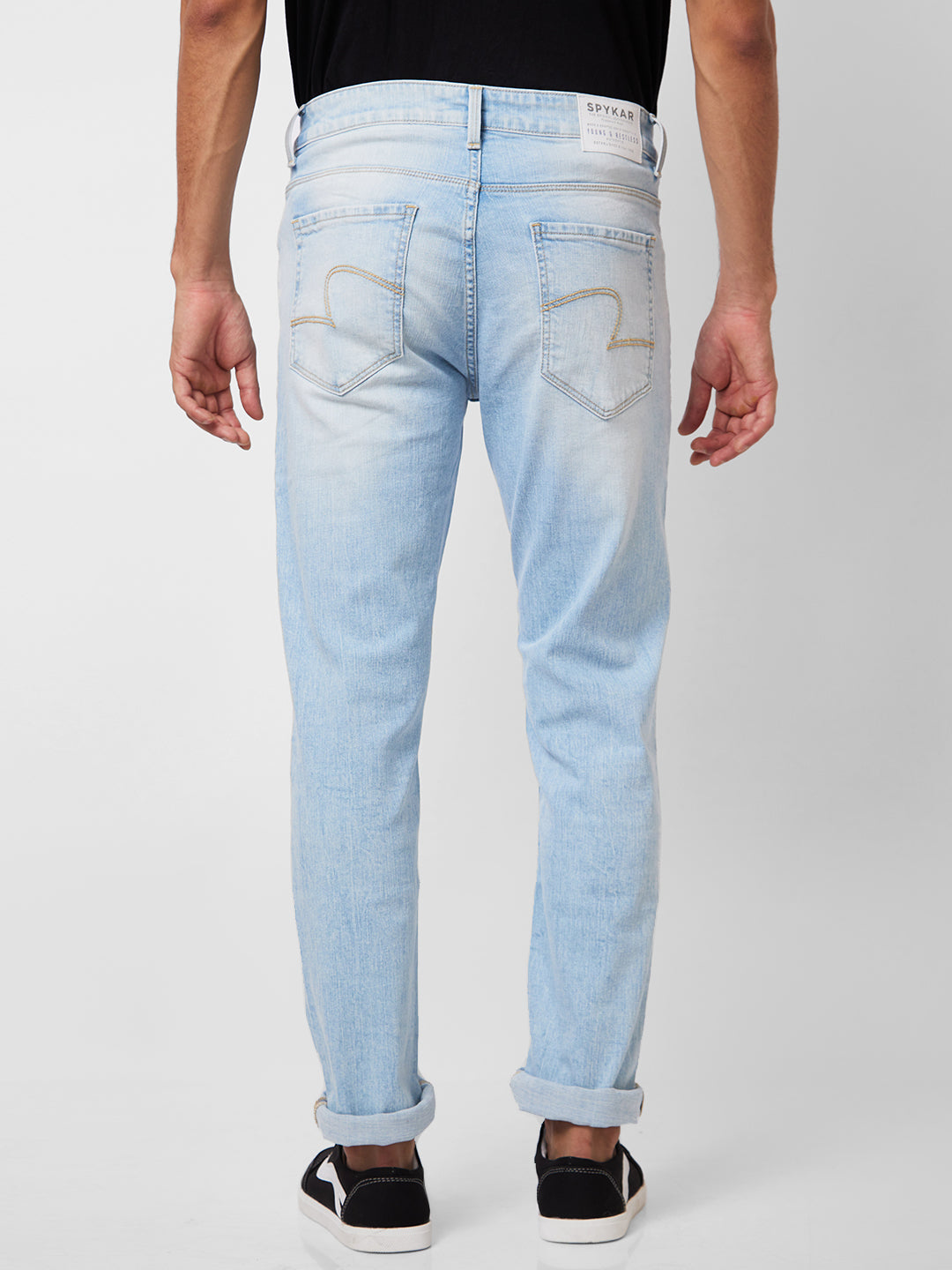 Spykar Mid Rise Regular Fit Blue Jeans For Men