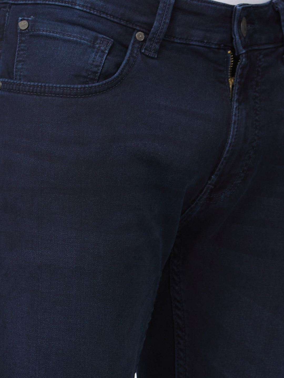 Spykar Mid Rise Regular Fit Narrow Length Indigo Jeans For Men