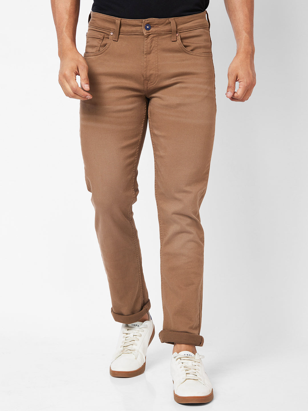 Spykar Mid-Rise Regular Fit Brown Jeans For Men