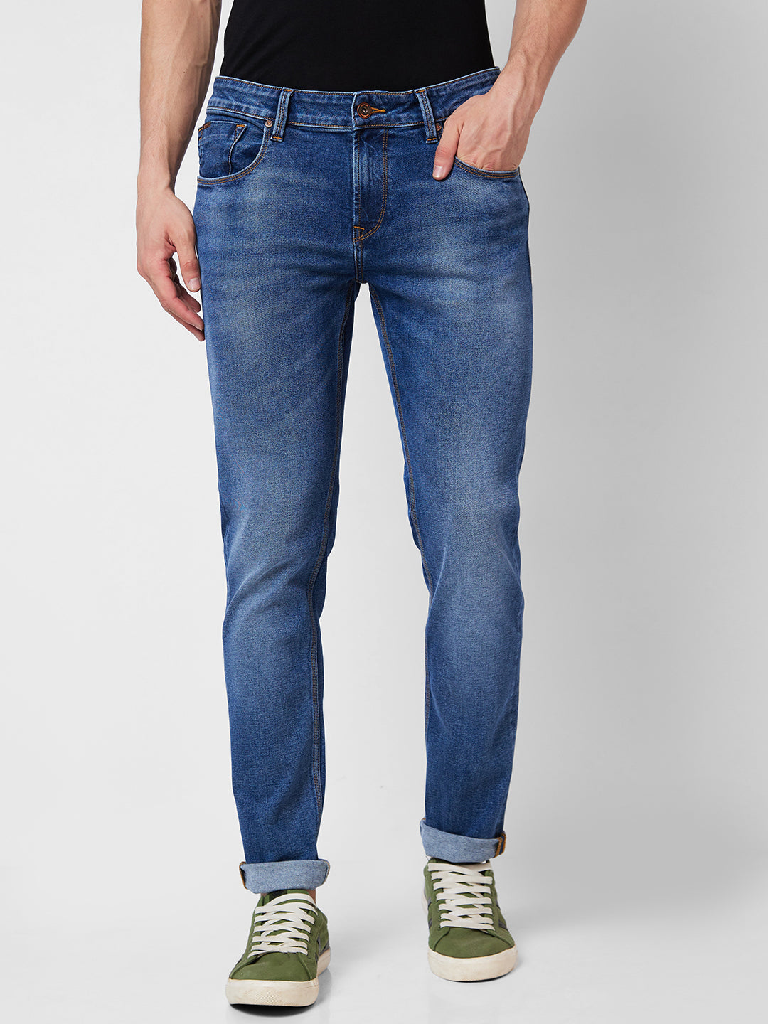 Spykar Low Rise Slim Fit Blue Jeans For Men