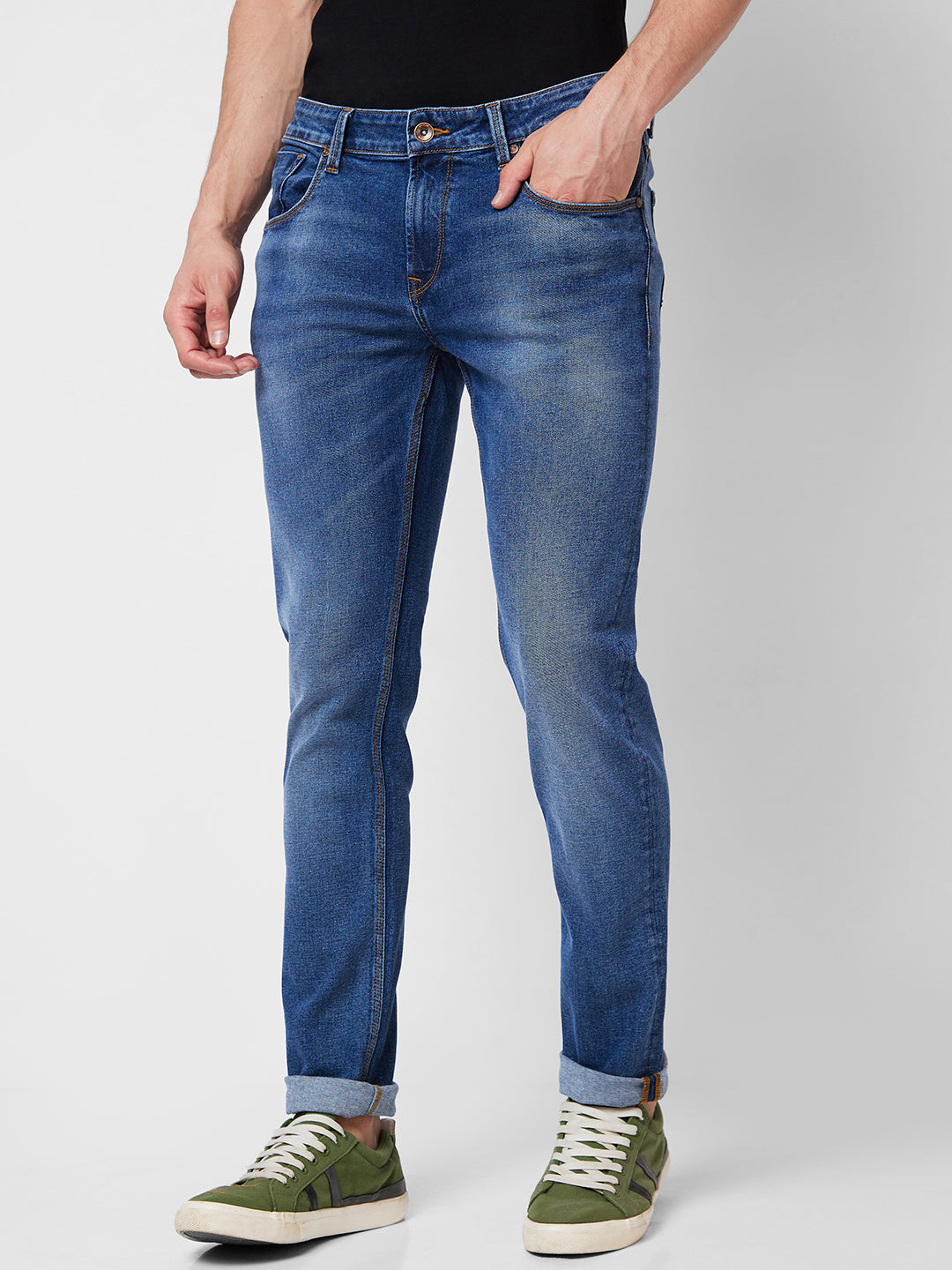 Spykar Low Rise Slim Fit Blue Jeans For Men