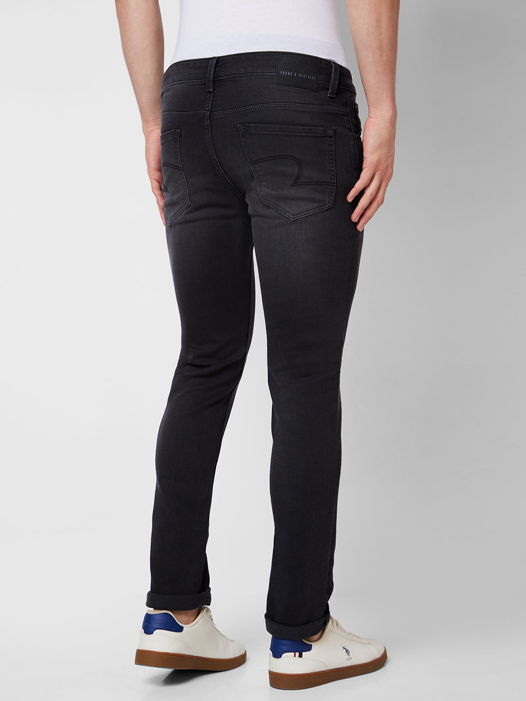 Spykar Low Rise Slim Fit Black Jeans For Men