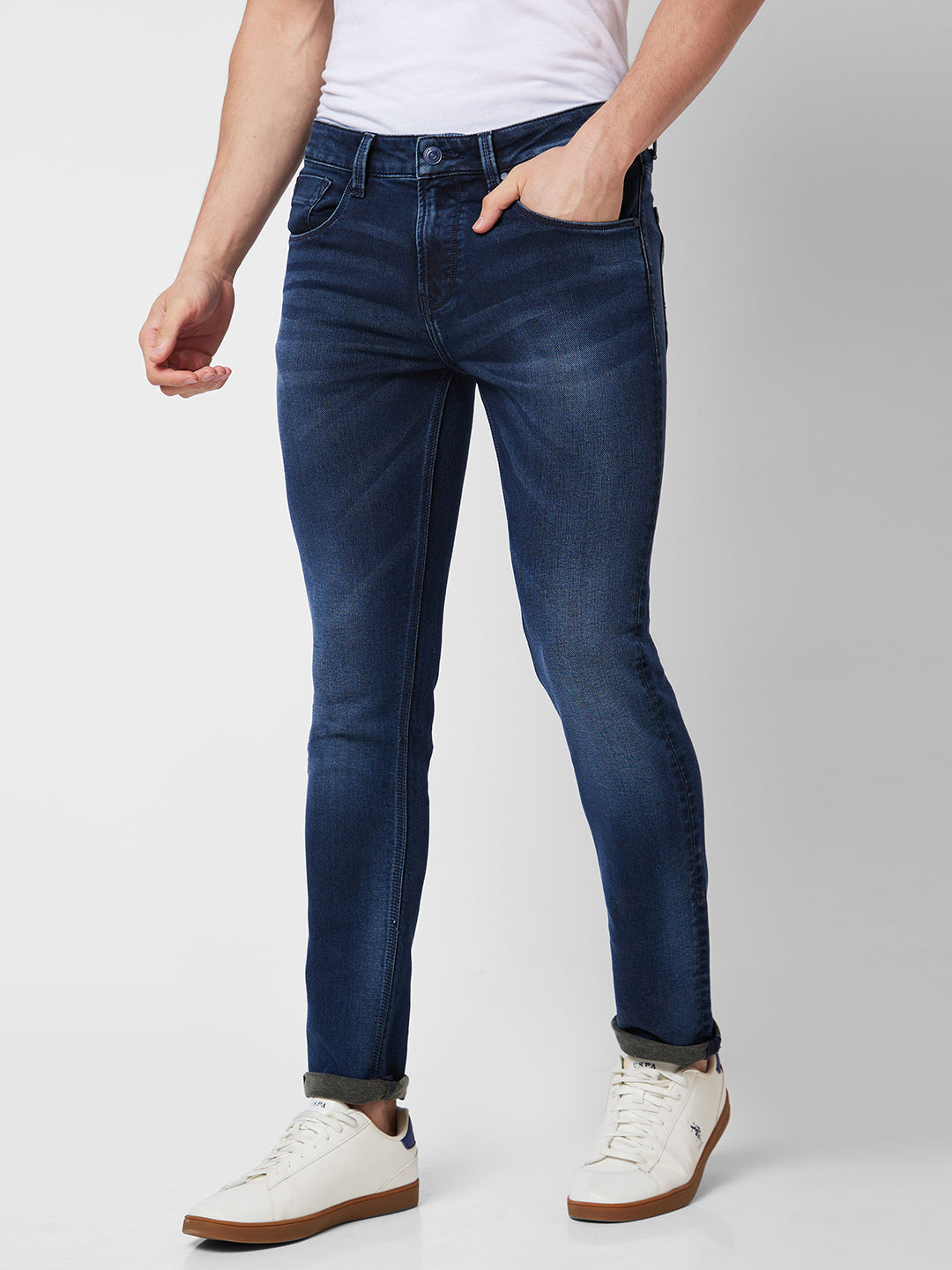 Spykar Low Rise Slim Fit Blue Jeans For Men